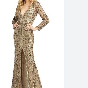 Antique gold sequin Mac Duggal evening gown